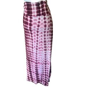 Burgundy, Pink, White Tie Dye Boho Maxi Skirt Size Large